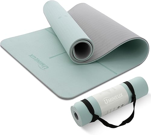 Esterilla de yoga UMINEUX extra gruesa de 14 de pulgada y de 13 de pulgada antideslizante para mujeres con marcas de alineación, ecológica, de