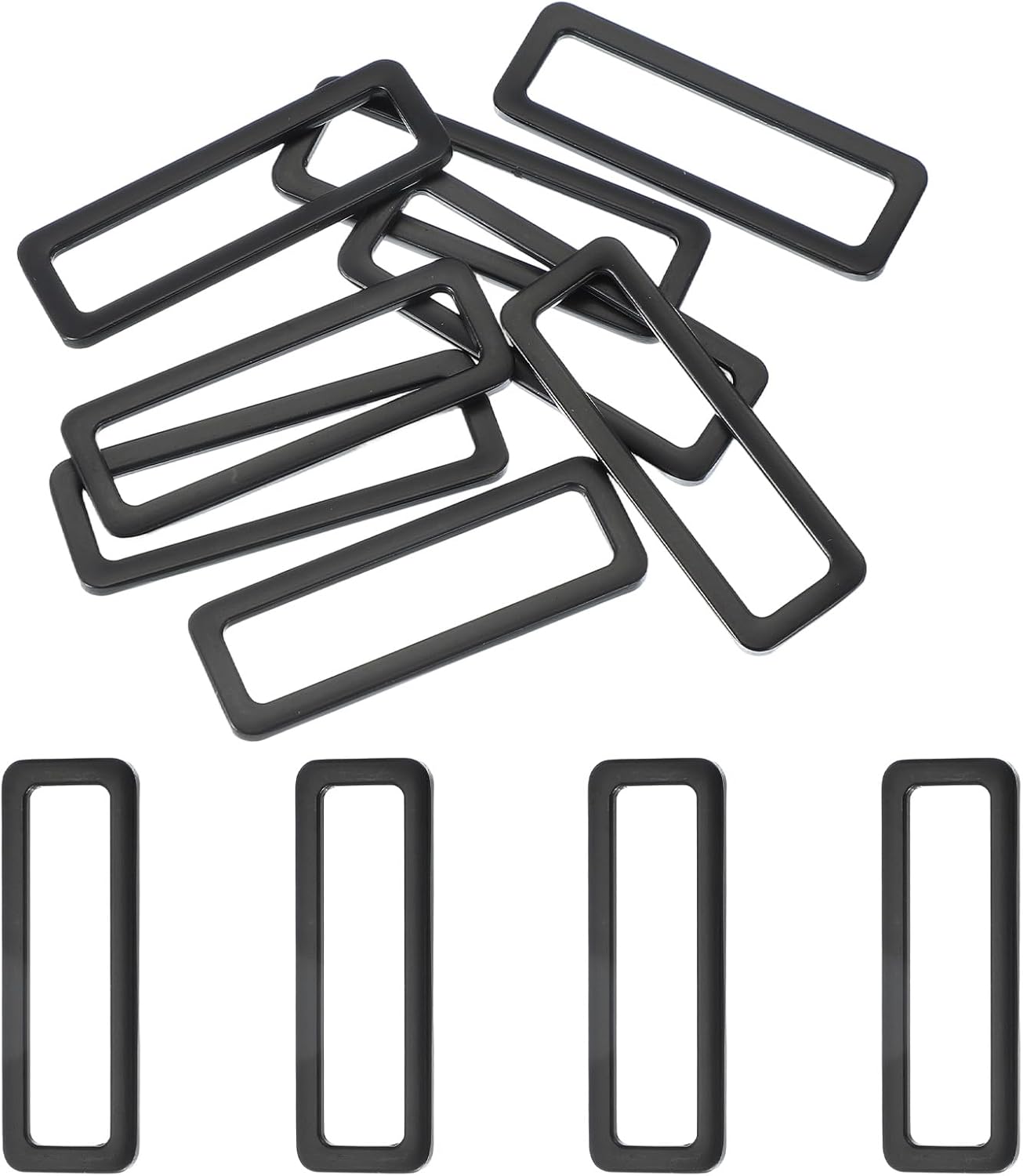 uxcell 8pcs Metal Flat Rectangle Ring, Rectangular Buckle Rings Square Strap Webbing Loop for Bag Belt Purse DIY
