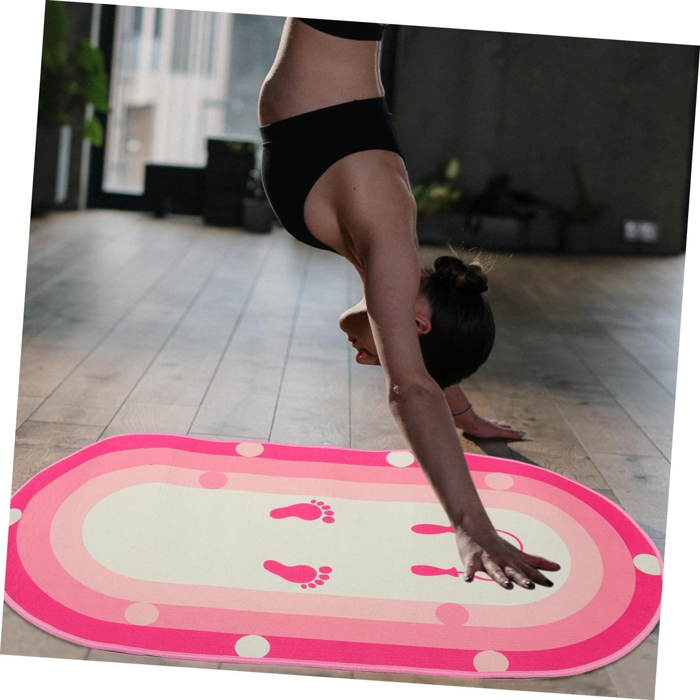 KICHOUSE Silicone-bottom Skipping Pad for Exercise, Thick Noise-reducing Sports Mat 50x80cm Oval, Portable Workout Mat for Indoor Training and Fitness Jump Rope