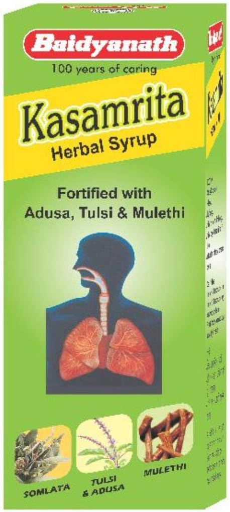 Kasamrit Herbal Cough Syrup - 100 ml With Goodness of Adusa, Tulsi & Mulethi