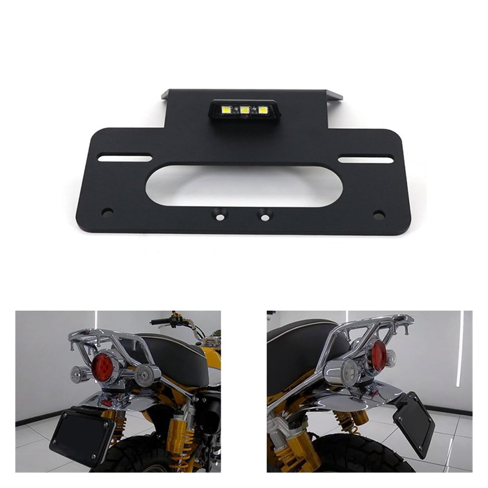 Moto Support De Plaque pour Monkey 125 2018 2019 2020 2021 2022 2023 2024 Support Plaque D'immatriculation Arrière Moto pour Kit D'élimination Garde-Boue Support Plaque Moto