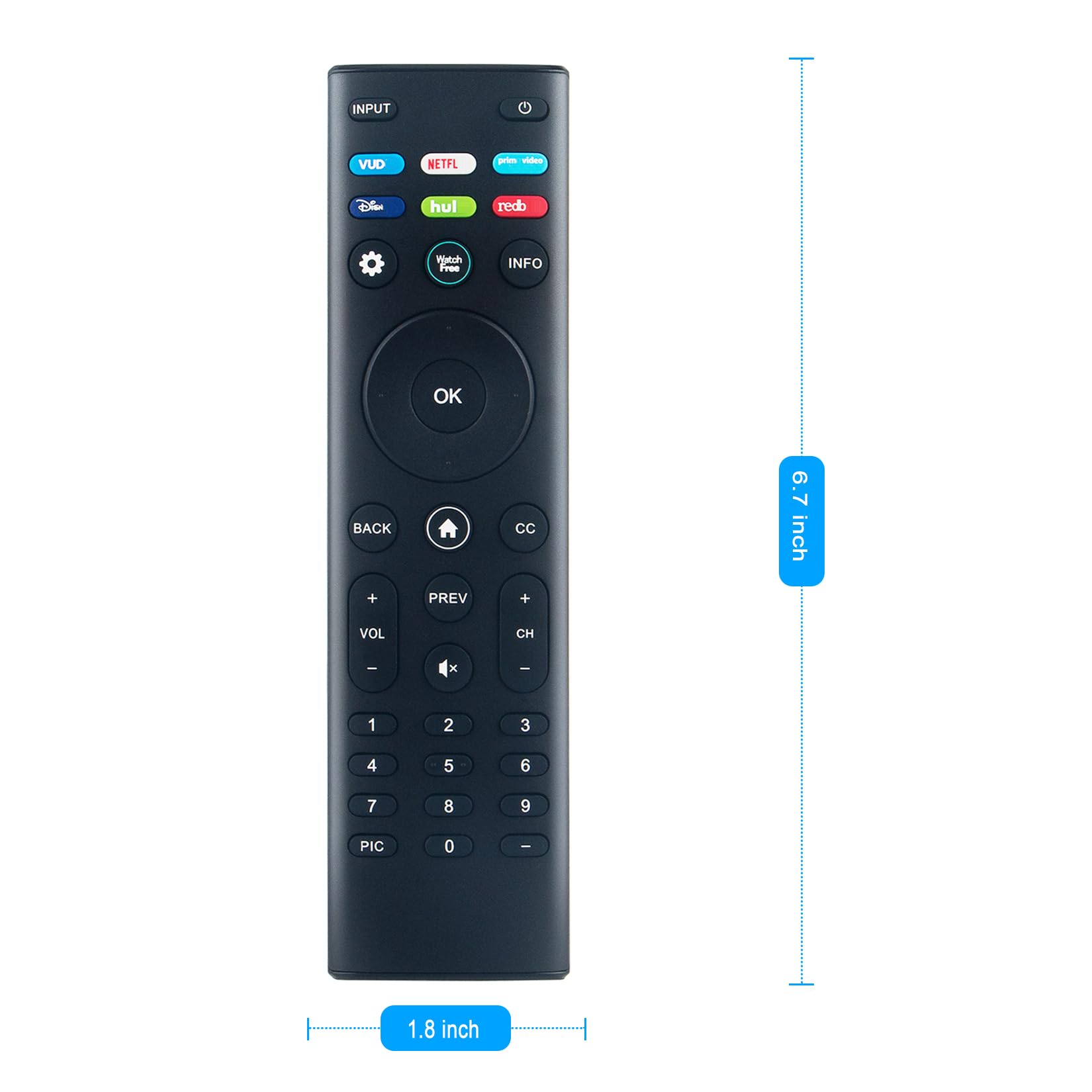 XRT140L Mando a distancia de repuesto aplicable para Vizio Smart TV D24h-J09 D24f-J09 D32h-J09 D32f-J04 D40f-J09 D43f-J04 D24f4-J01 D32f4-J01 OLED55-H1 OLED6 5-H1 P65QX-H1 P75QX-H1 P85QX-H1