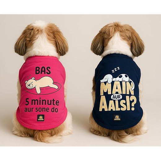 Golden Tails Printed Pet T-Shirts Set of 2 Large