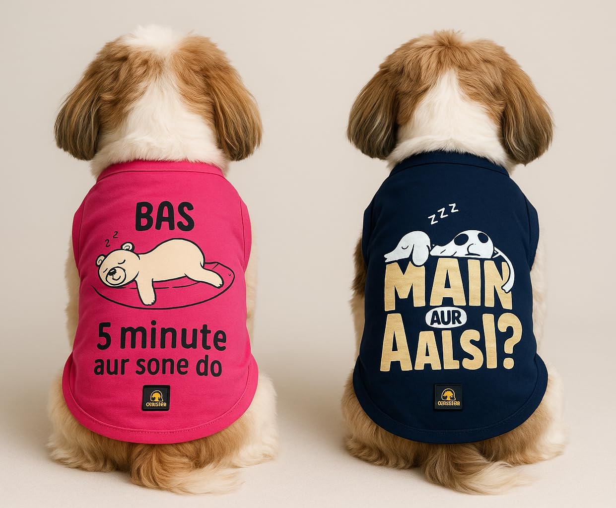 Golden Tails Printed Pet T-Shirts for Dogs and Cats, Hot Pink and Navy Blue, Set of 2 T-Shirts (Large, 18 Inches)