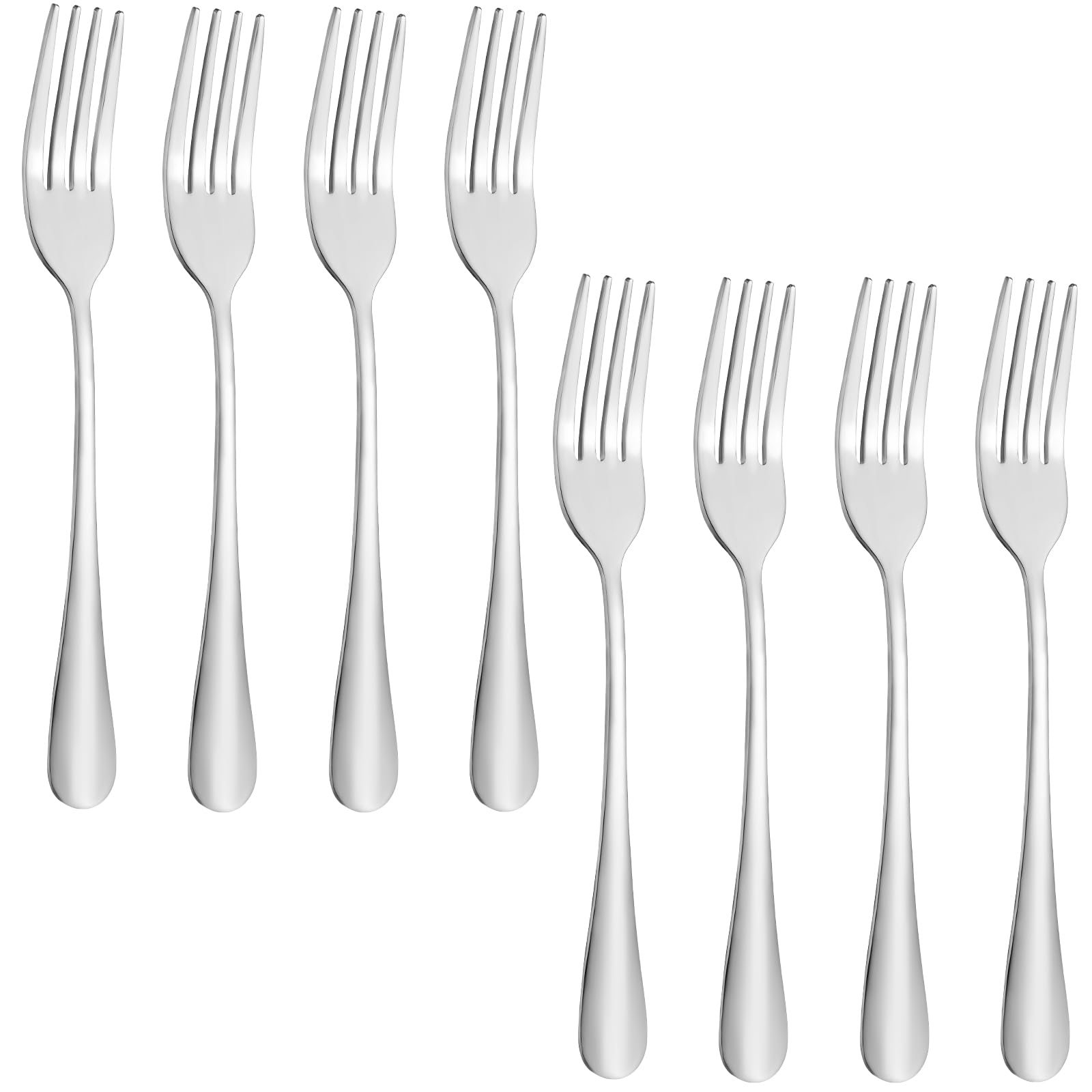 8 Pcs Dinner Forks Set, Food Grade Stainless Steel Forks Silverware, Metal Fork, Flatware Fork for Home, Kitchen or Restaurant, Mirror Polished, Dishwasher Safe, 7.3 Inches