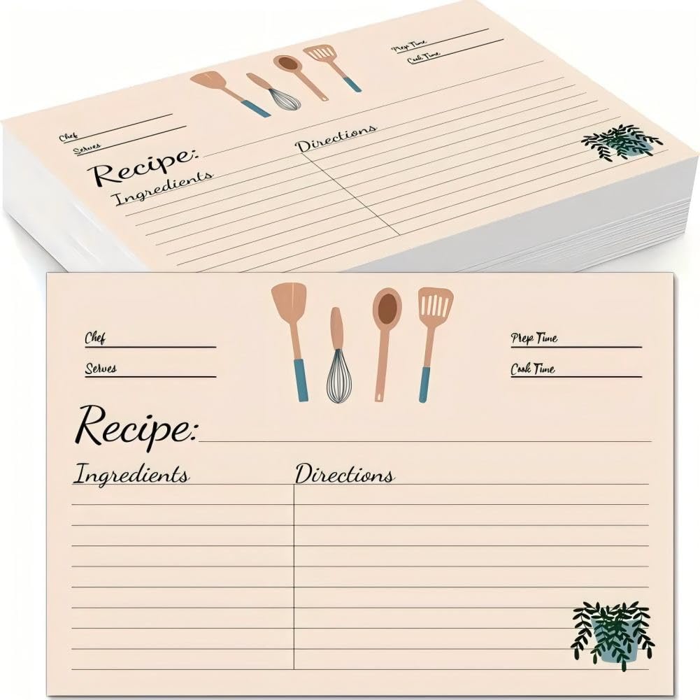Recipe Cards, Pack of 50 Double-Sided Blank Cooking Cards