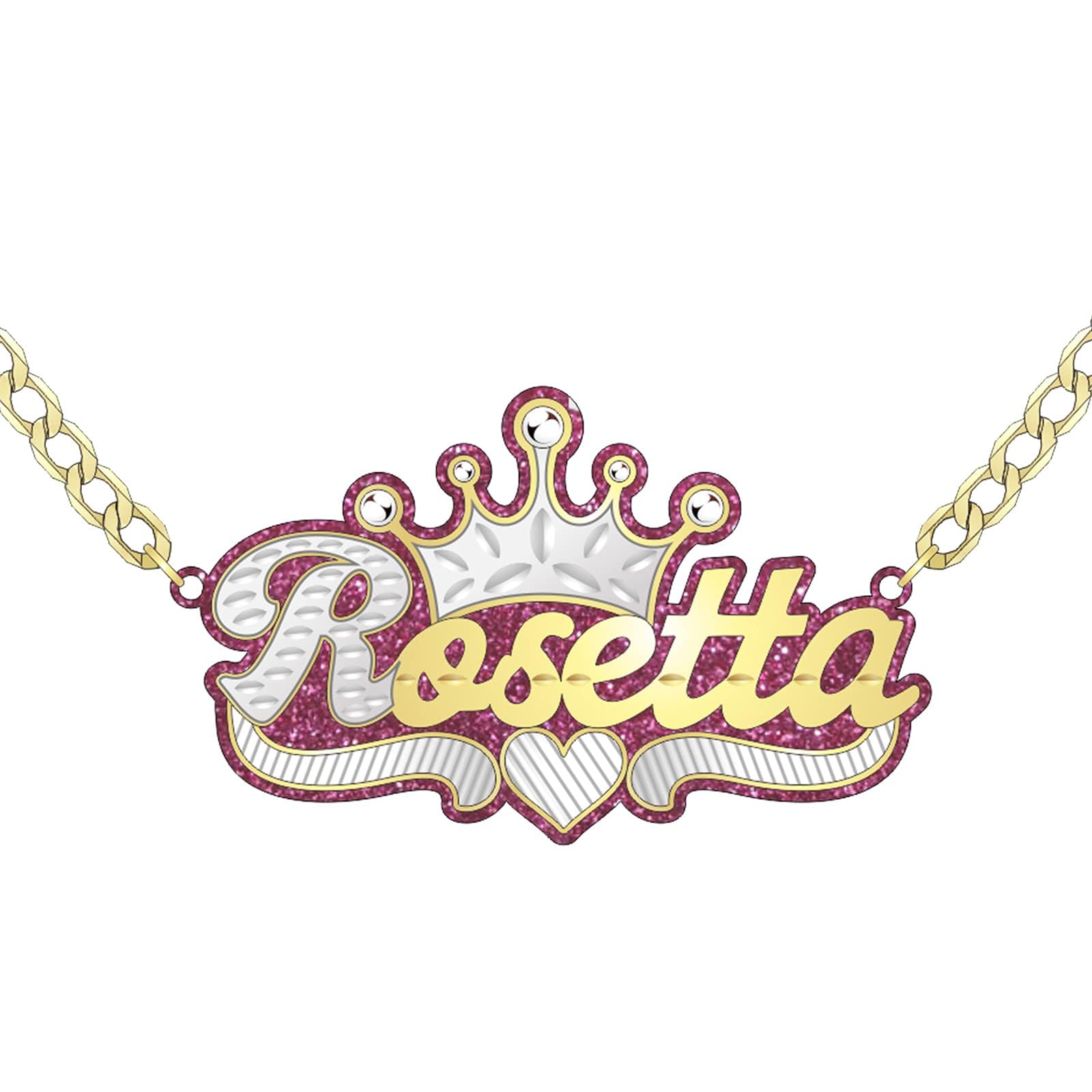 BlingSparkle Name Necklace Personalized 18K Gold Plated Name Plated Necklaces Acrylic Double Plated Name Necklaces Customized Jewelry Gift for Women
