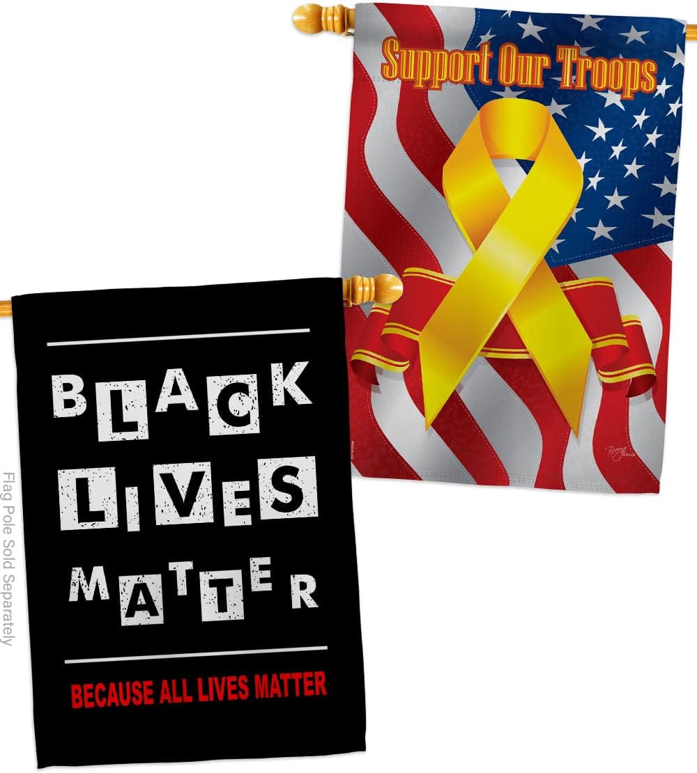 Justice for BLM Lawn Decor Support Our Troops Banner Pack Wall Art Flag Room Decorations Indoor Outdoor Tapestry Yard Signs Black History Month BLM African Americans Heritage Made in USA