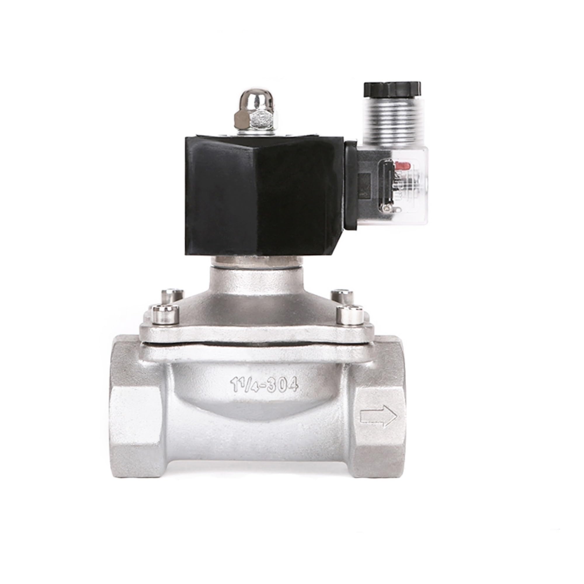 Normally Closed SUS Solenoid Valve - 220V 12V 24V Direct Acting with LED Light(AC220 Npt Thread)