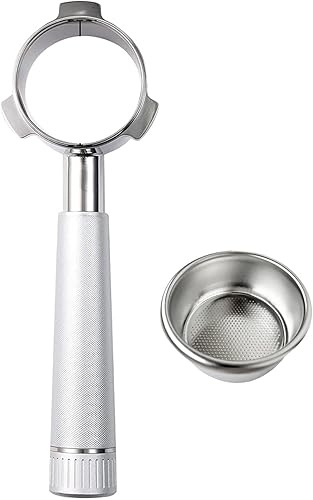 Decdeal Portafiltro sin fondo de 2.126 in, compatible con máquinas de café Breville Serie 8 870/875/878/880 (portafiltro y cesta de filtro, plateado)