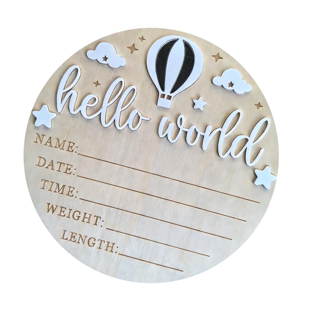 Elnwnnkc Wooden Birth Announcement Plaques with Customizable Name and Date for Nursery