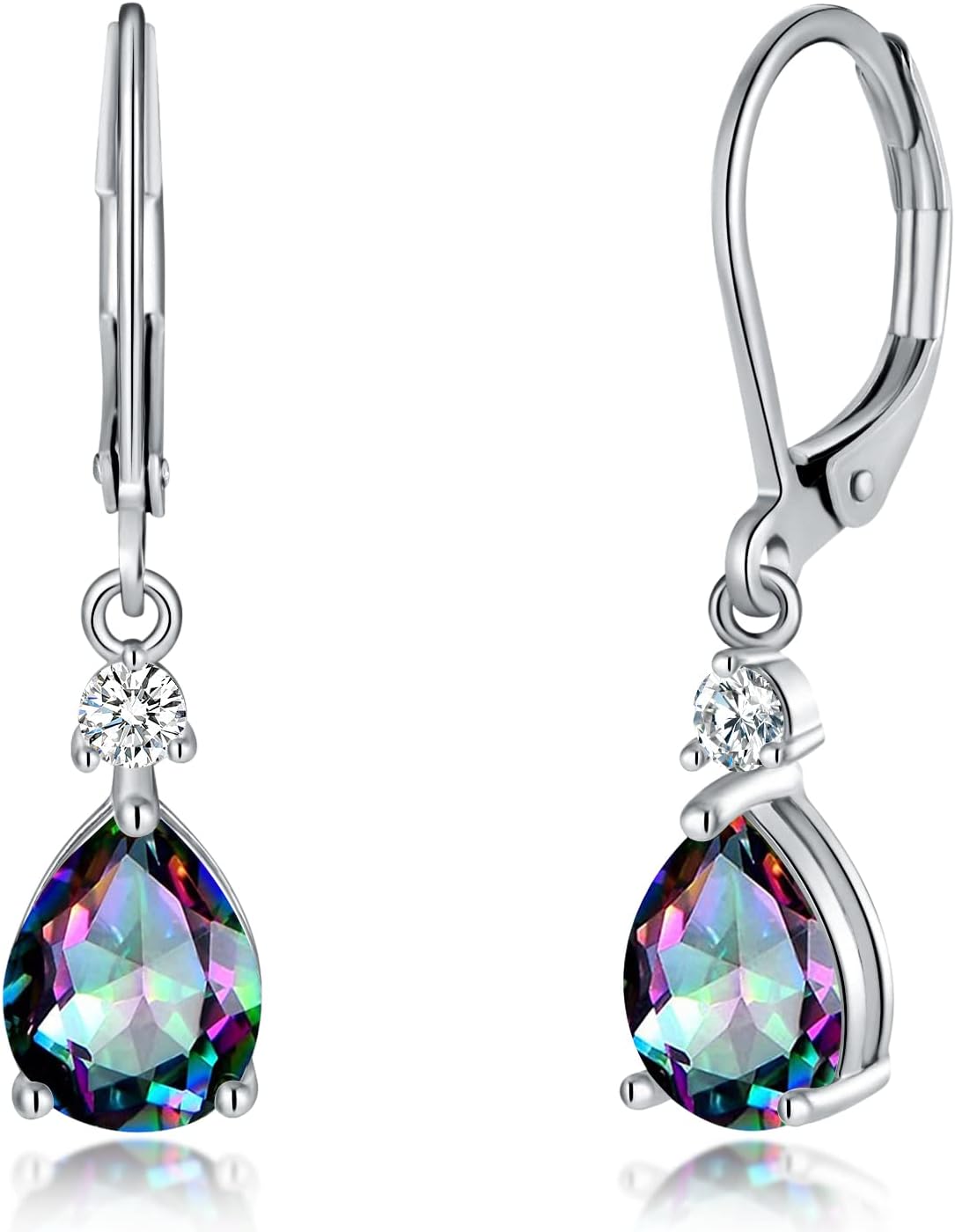 CiNily Teardrop Leverback Dangle Earrings for Women Hypoallergenic 14K Gold Plated Cubic Zircon Drop Earrings Fashion Crystal Earrings for Girls Jewelry Christmas Gifts