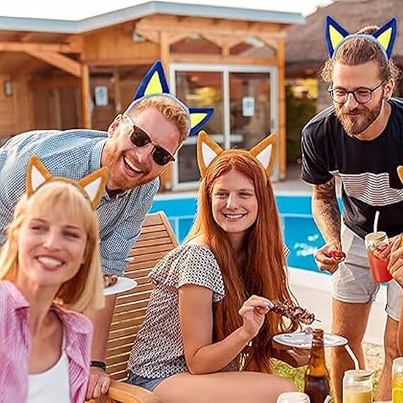QLHNGUZ 2Pcs Yellow Blue Puppy Ears Headbands for Adult Kid for Dog Themed Party Cosplay Accessories Supplies,Dog Ears - Image 4