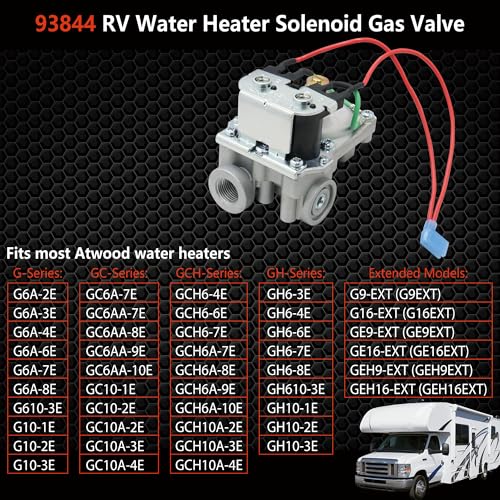 Image of Upgraded 93844 RV Water Heater Solenoid Gas Valve GC6AA-10E - Fits for Atwood 6 and 10 Gallon Water Heaters Models (GC10A-4E G6A-8E G6A-6E G6A-4E G10-3E) - Replace #93870 93321 92078 92089 93844