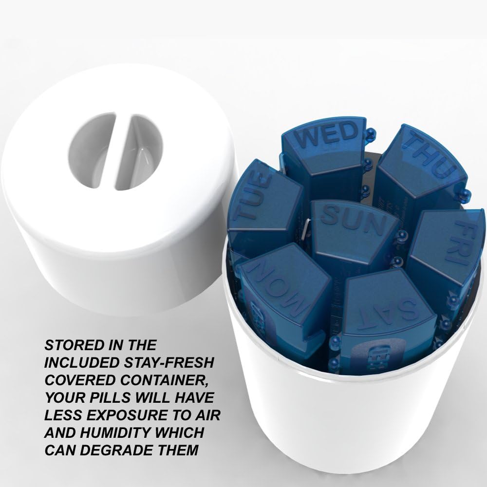 4Thought Extra Large Pill Organizer, Durable Design, Moisture-Proof Weekly Pill Box, 7 Day Med Manager XL