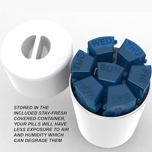Miniatura 8 de 4Thought - Organizador de píldoras extra grande, diseño duradero, pastillero semanal para encimera, administrador médico de 7 días, XL