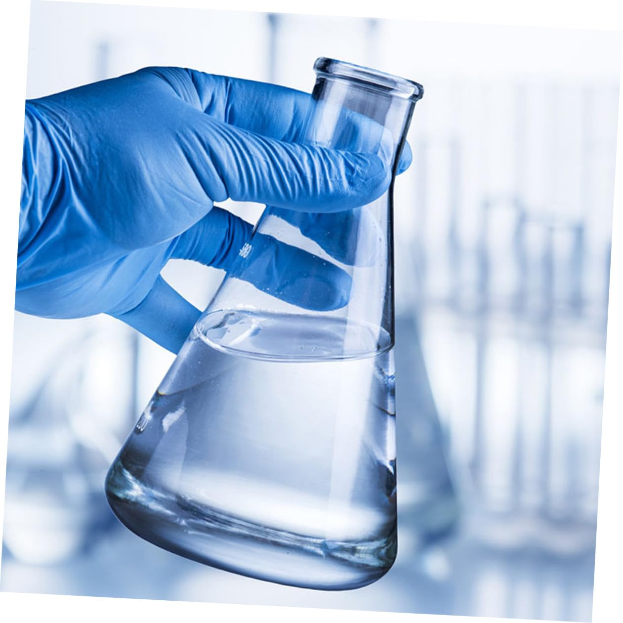 NOLITOY Matraces Erlenmeyer Forma Cónica de Vidrio Borosilicato Conjunto de 4 Prácticos Rebabas Fondo Plano y Capacidad Estándar para Experimentos Escolares