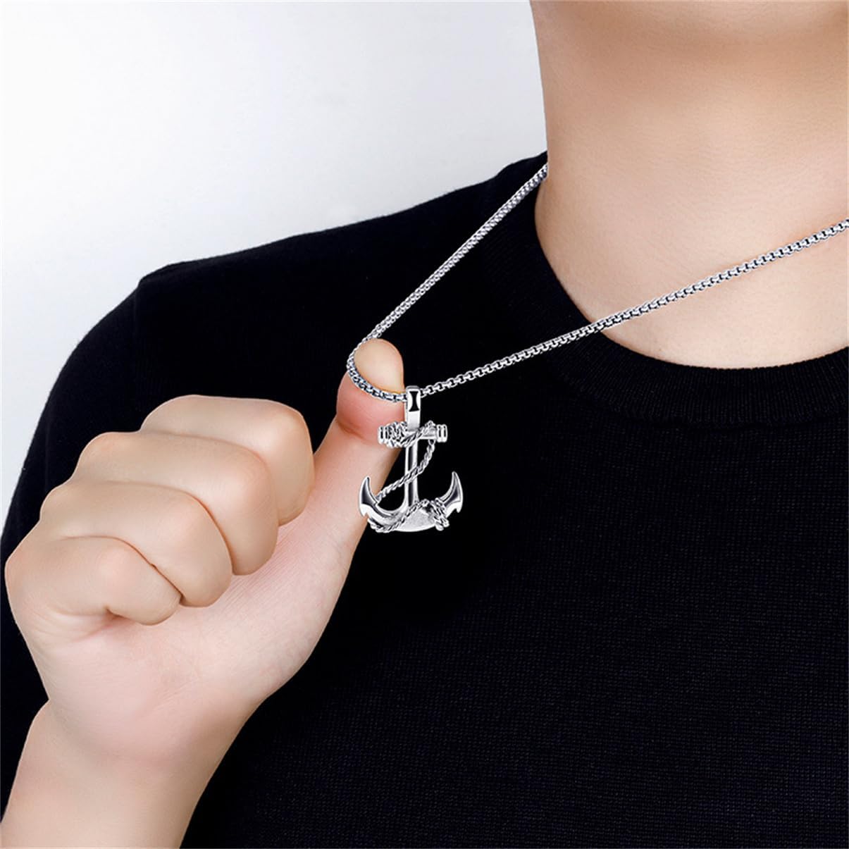 Anchor Necklace for Men,Vintage Pirate Necklace,Gothic Stainless Steel Pendant,Punk Anchor Chain Jewelry for Women