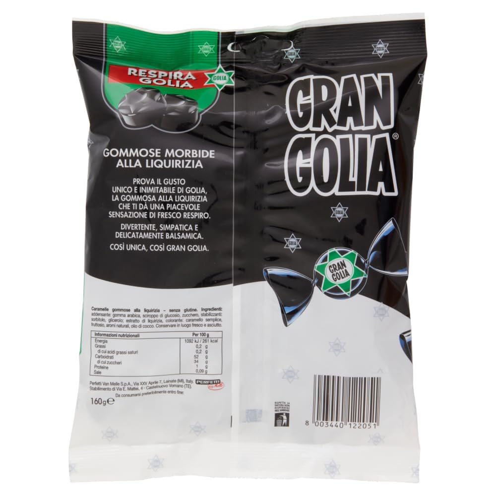 Italian Gourmet Bundle Golia, 12x Bonbons gommes goût réglisse 180 g, sachets XXL à partager, confiserie italienne moelleuse, idéal bureau & fêtes, + Italian Gourmet Polpa tomates concassées