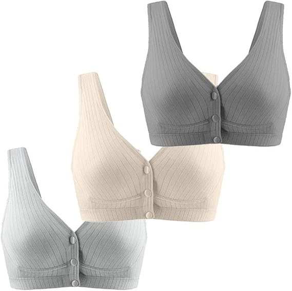 MOONMALLS Women Front Snap Closure Nursing Bra Seamless Comfort Sleep Bra 3Pack at Amazon Women