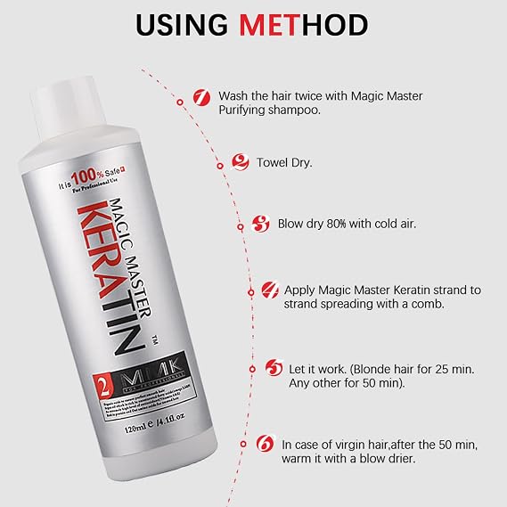 Brazilian Keratin Hair Treatment,Magic Master Keratin 120ml Keratin Treatment Free Formalin Without Strong Smelling and Smoking Straighten Smooth Normal Curly Hair