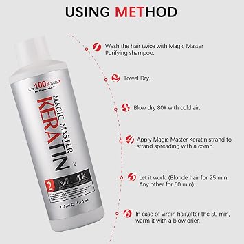 Brazilian Keratin Hair Treatment,Magic Master Keratin 120ml Keratin Treatment Free Formalin Without Strong Smelling and Smoking Straighten Smooth Normal Curly Hair