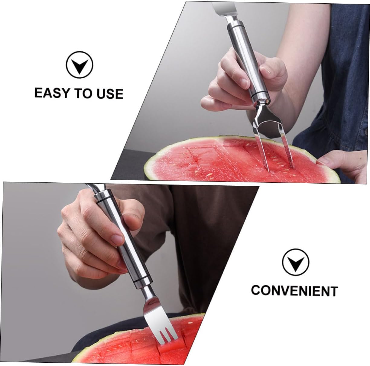 UKCOCO Watermelon Slicer Cutter Two in One Stainless Steel Fruit Tool