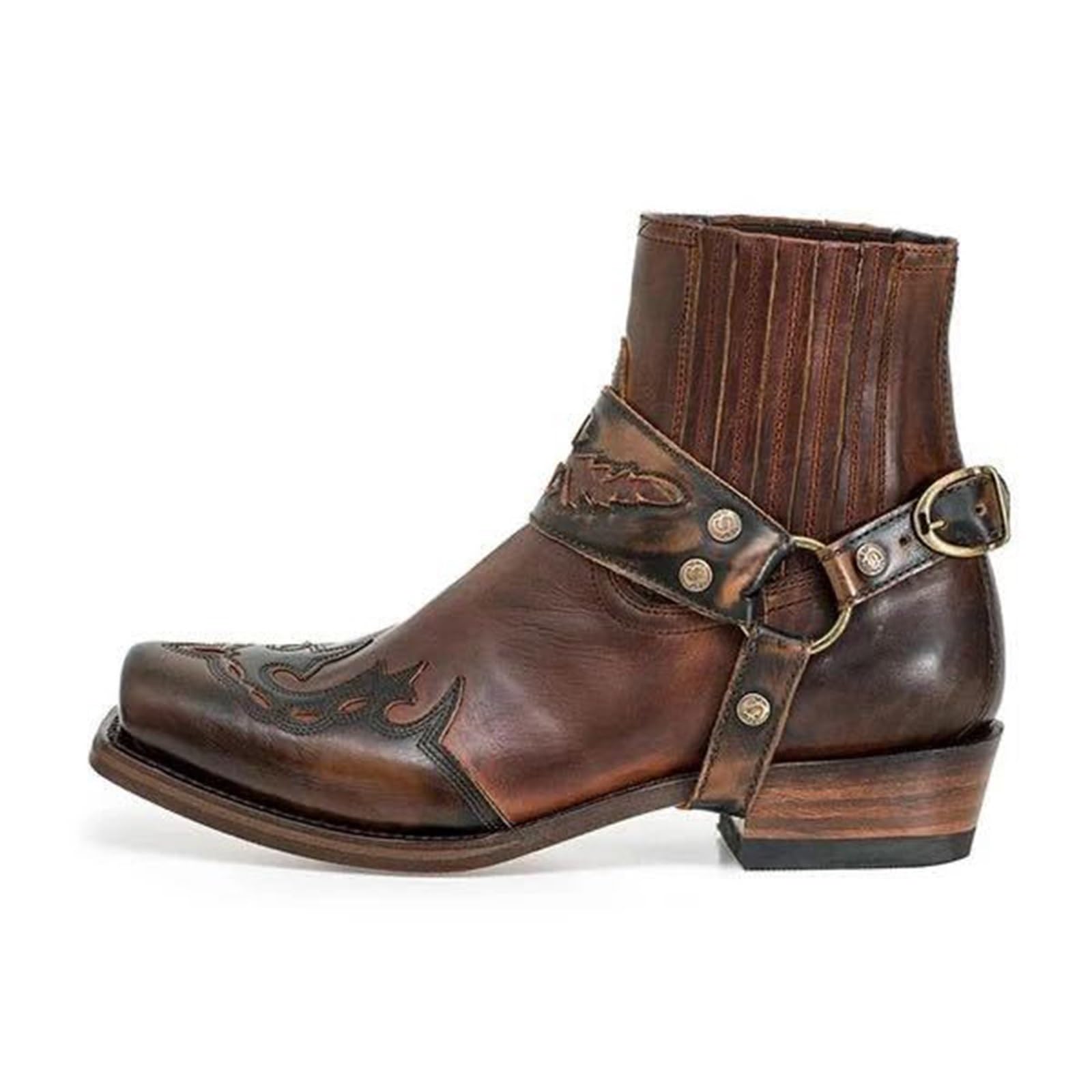 Stivali Da Cowboy Chelsea Uomo – Pelle Con Suola Duratread Antiscivolo, Punta Quadrata, Plantare Imbottito In Gel, Stile Western Casual