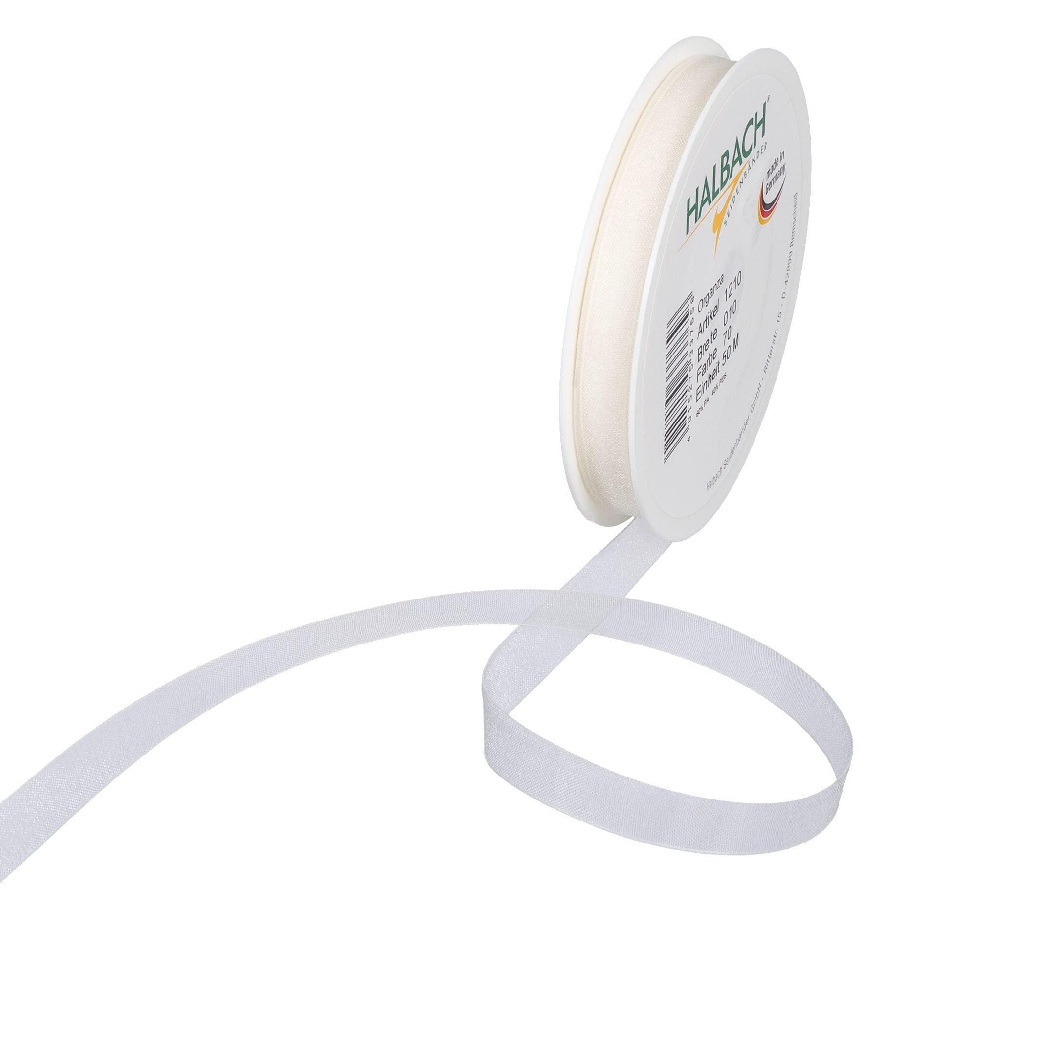Halbach Seidenbänder Ribbon, Polyester, Cream, 50 Meter x 10 mm