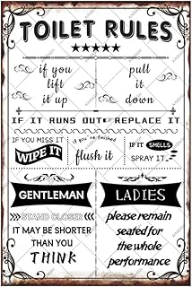 Toilet Rules Metal Tin Sign Bathroom Rules Sign Bathroom Wall Art Room Rules Tin Signs Man Cave Sign Room Rules Tin Poster Toilet Decor Tin Plaque 8x12 Inch