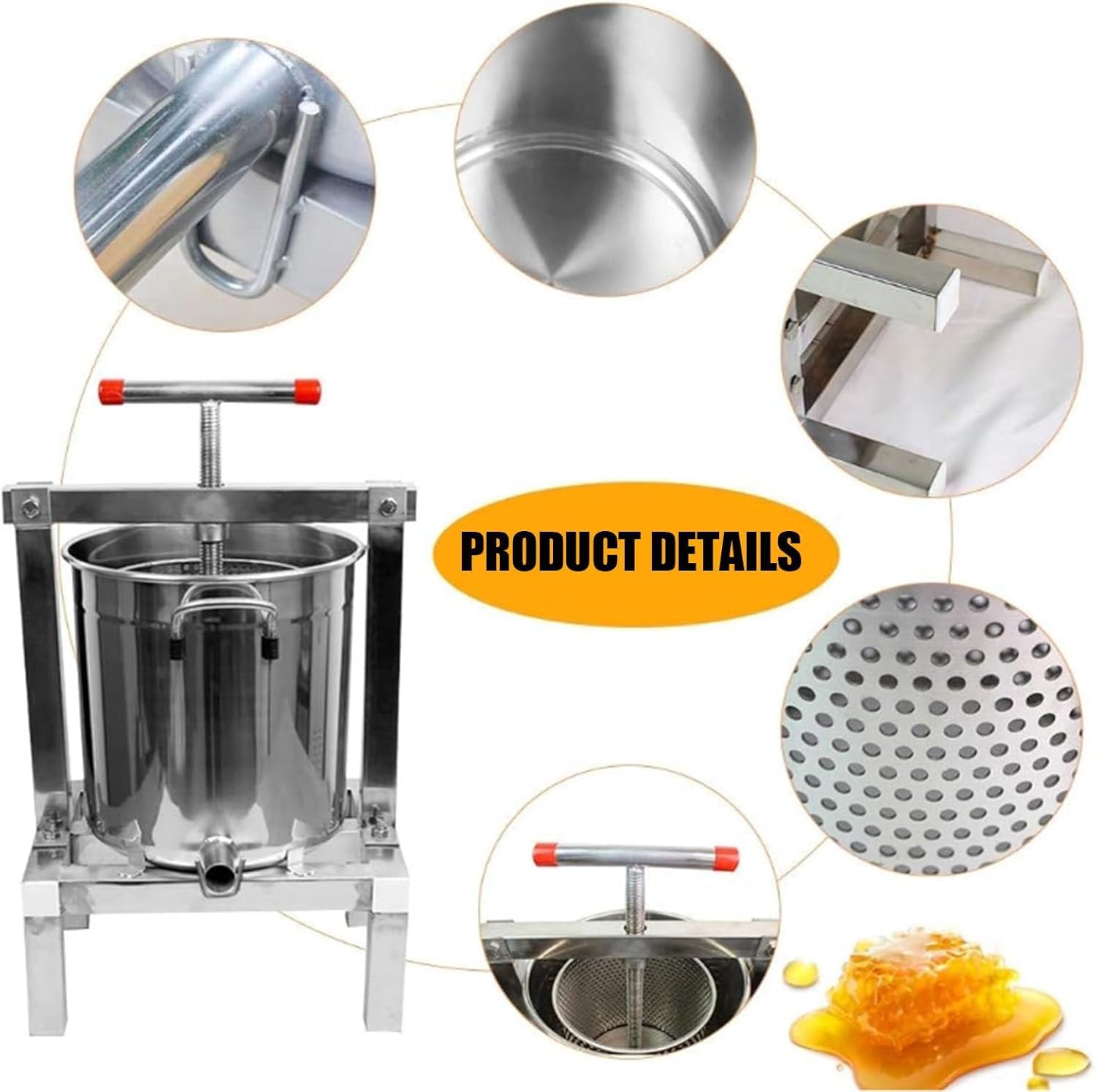 Hydropress Manuelle Obst-Weinpresse für Apfelwein und Saftherstellung, Edelstahl-Saftpresse für Äpfel, Trauben und andere Früchte, ideal für Heimbrauen