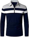 Men&apos;s Long Sleeve Polo Shirts Quarter-Zip Casual Slim Fit Lapel Neck Basic Designed Cotton Shirts