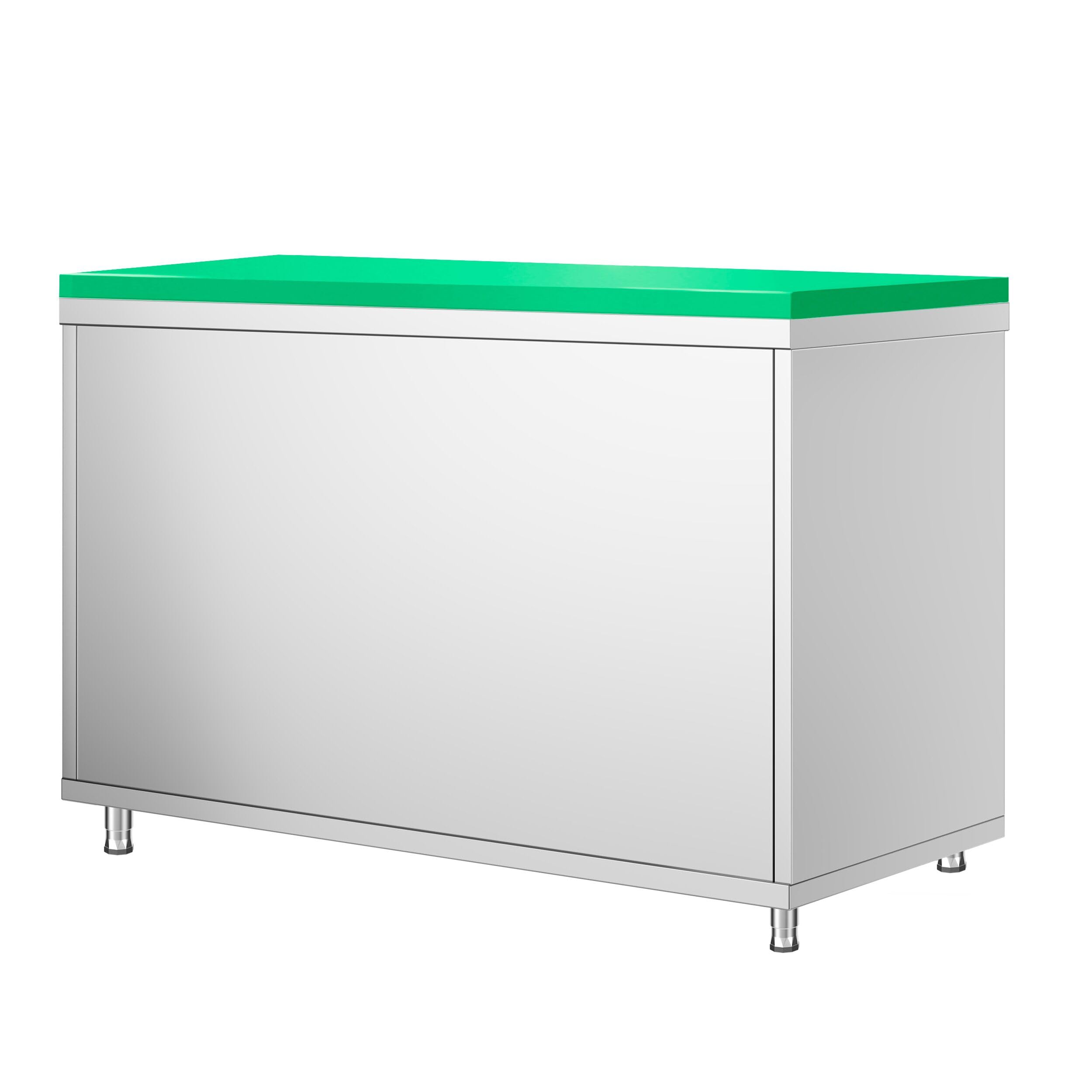GGM Gastro | ASK126#FKPWT126 | Edelstahl Arbeitsschrank PREMIUM - 1200x600mm - mit Schiebetür - inkl. Schneideplatte Grün