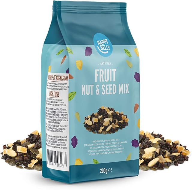 Amazon Brand - Happy Belly - Fruit, Nut & Seed Mix, 4x200g