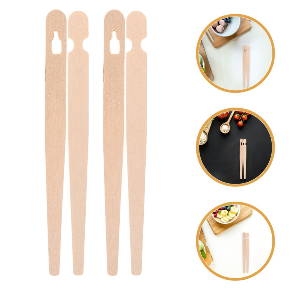 200 Paires Pinces à Baguettes en Bois Kaki, Design Plat Élégant, Facile à Saisir, pour Amuse-bouches et Pâtisseries, Adaptées aux Garçons, Filles et Adultes Lors de Divers Repas