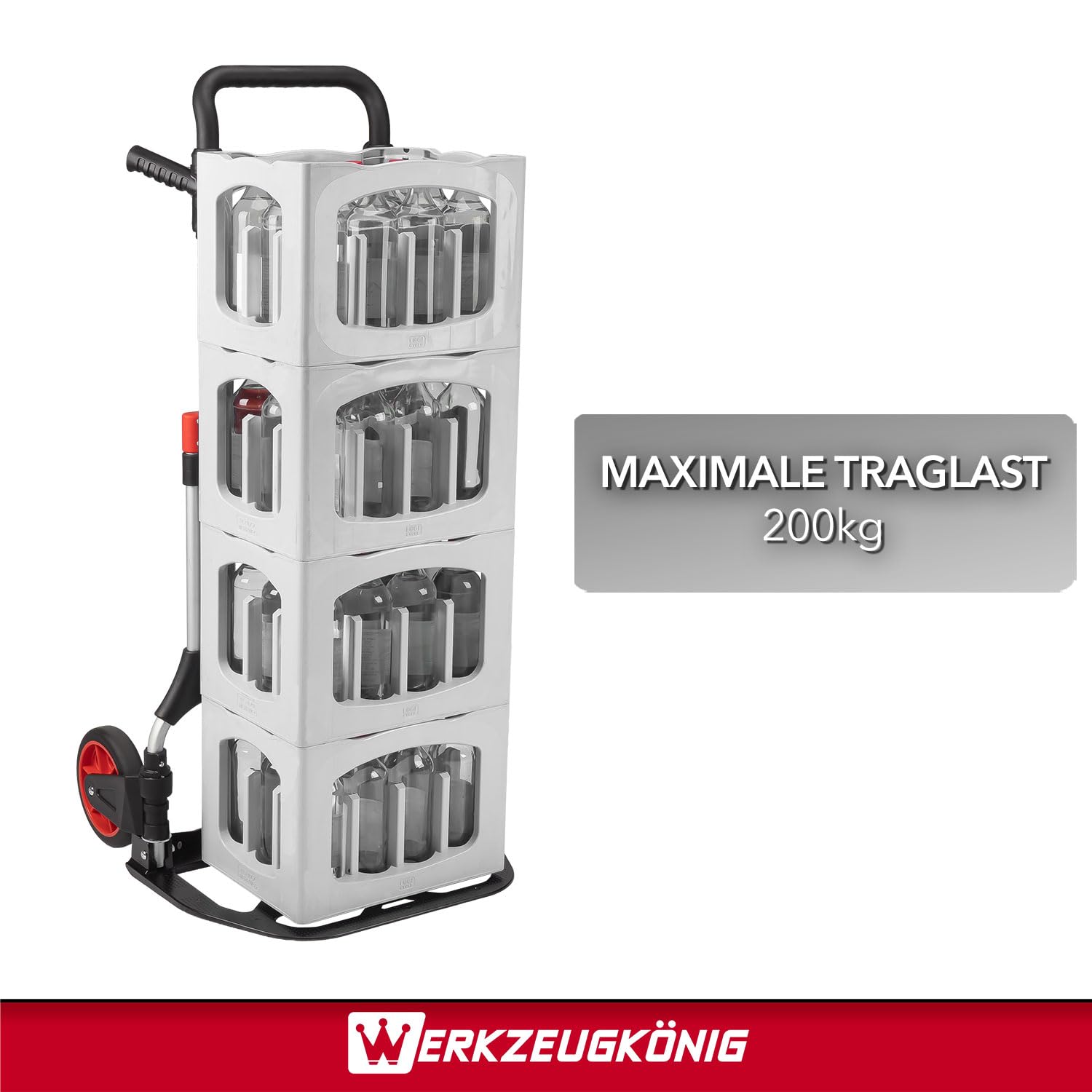 Profi-Sackkarre klappbar - Heavy Duty bis 200kg aus Aluminium | Robuste Transportkarre für schwere Lasten mit 8-Zoll XXL-Rädern, innovativem Drehgriff-System und inklusive Expanderseil