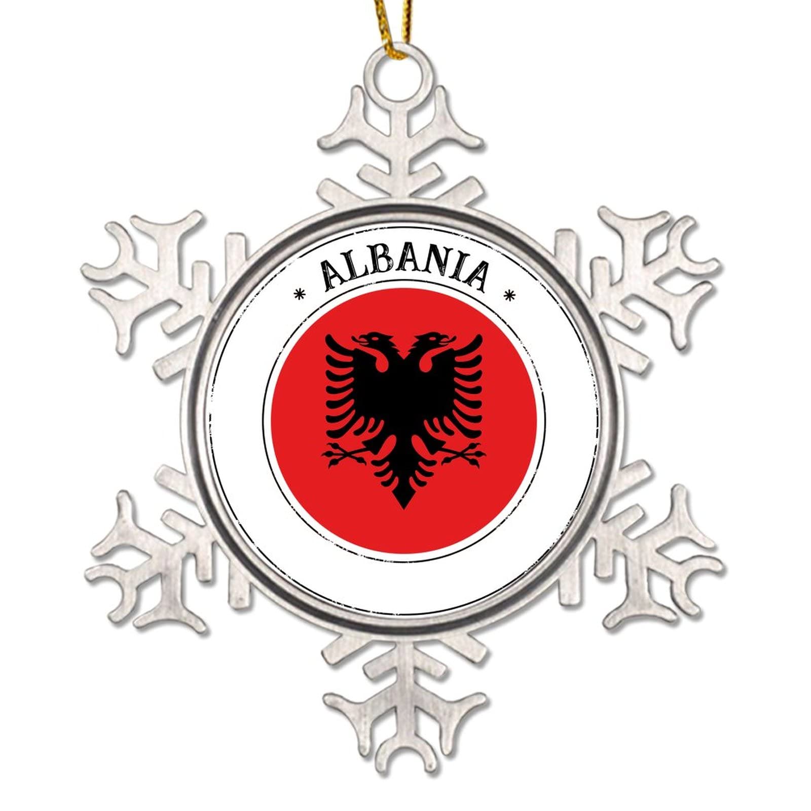 Albania Flag Christmas Ornaments for Tree Albania Country Souvenir Christmas Decorations National Flag Xmas Keepsake Gifts Metal Snowflake Xmas Tree Decoration