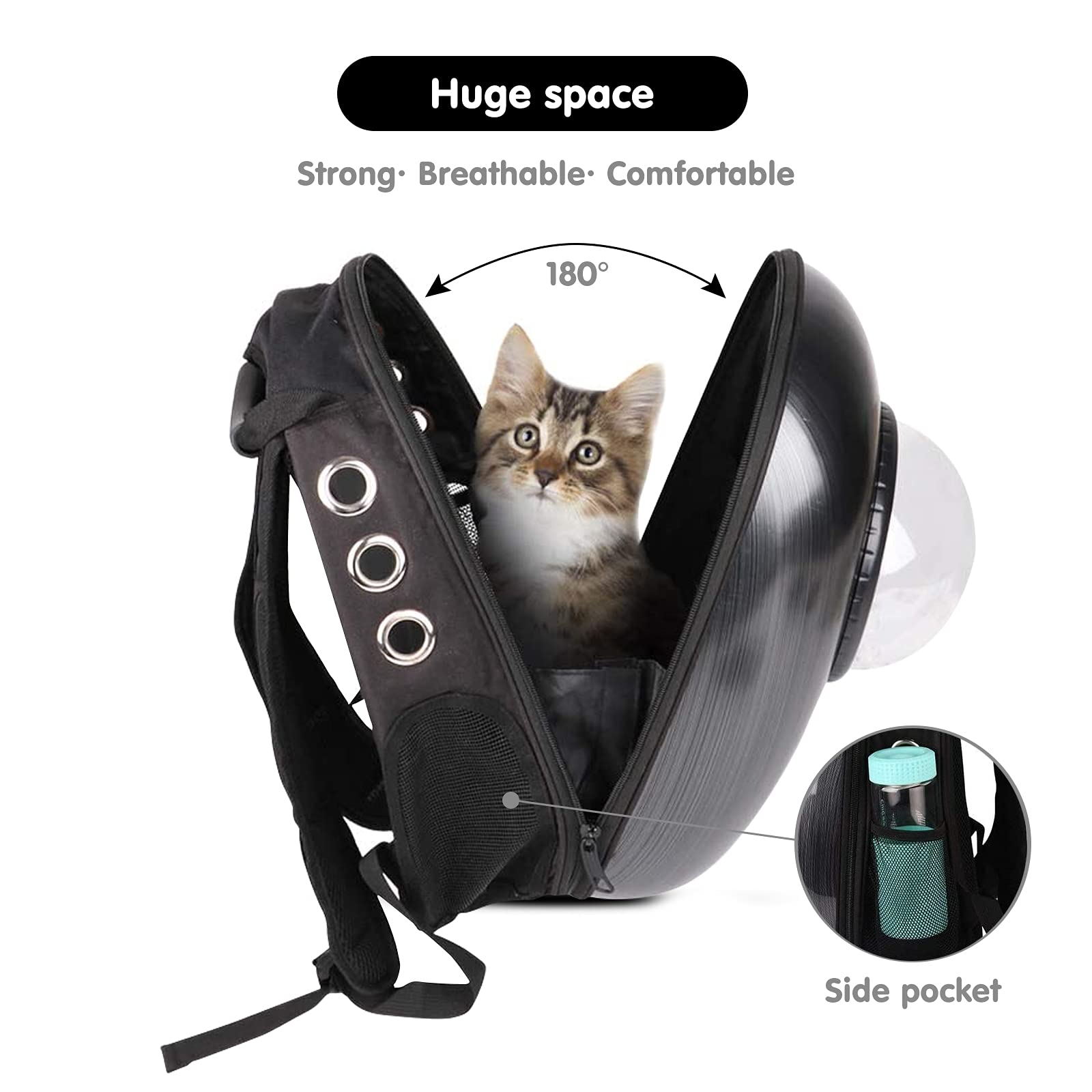 PETCUTE Mochila para Mascota,Transpirable Mochila Transportín Perro con Correa de Hombro Ajustable,Cremalleras Dobles,Bolsa de Transporte de Burbujas para Gato de Perro Pequeños Animales Cielo Azul