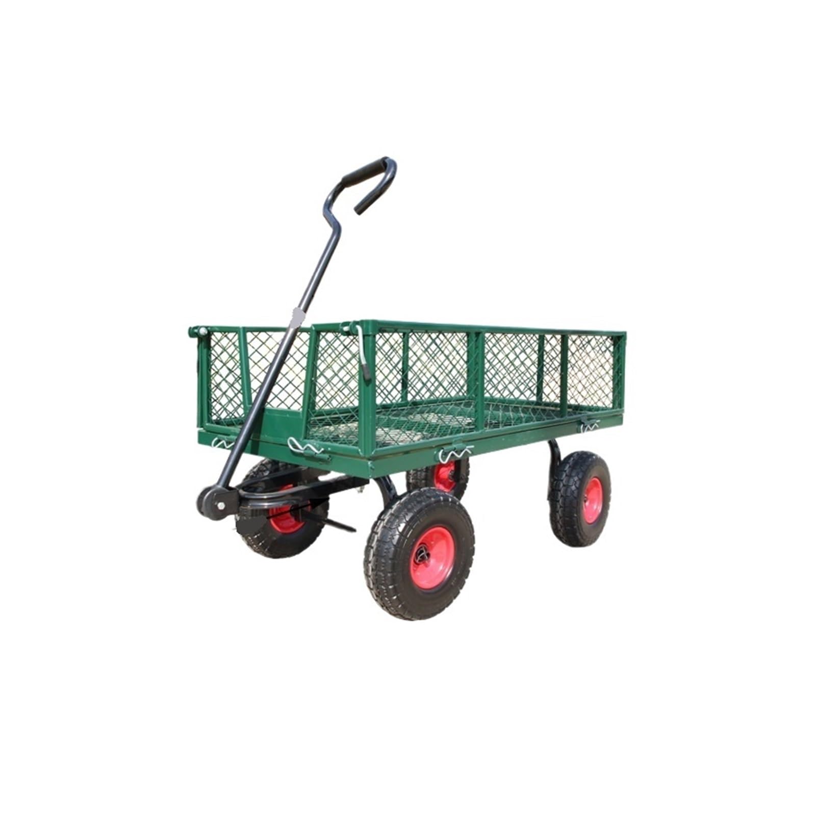 Heavy Duty Garden Car Mesh Utility Wheelbarrow with Removable Sides Dump Cart for Beach Lawn Yard Landscape