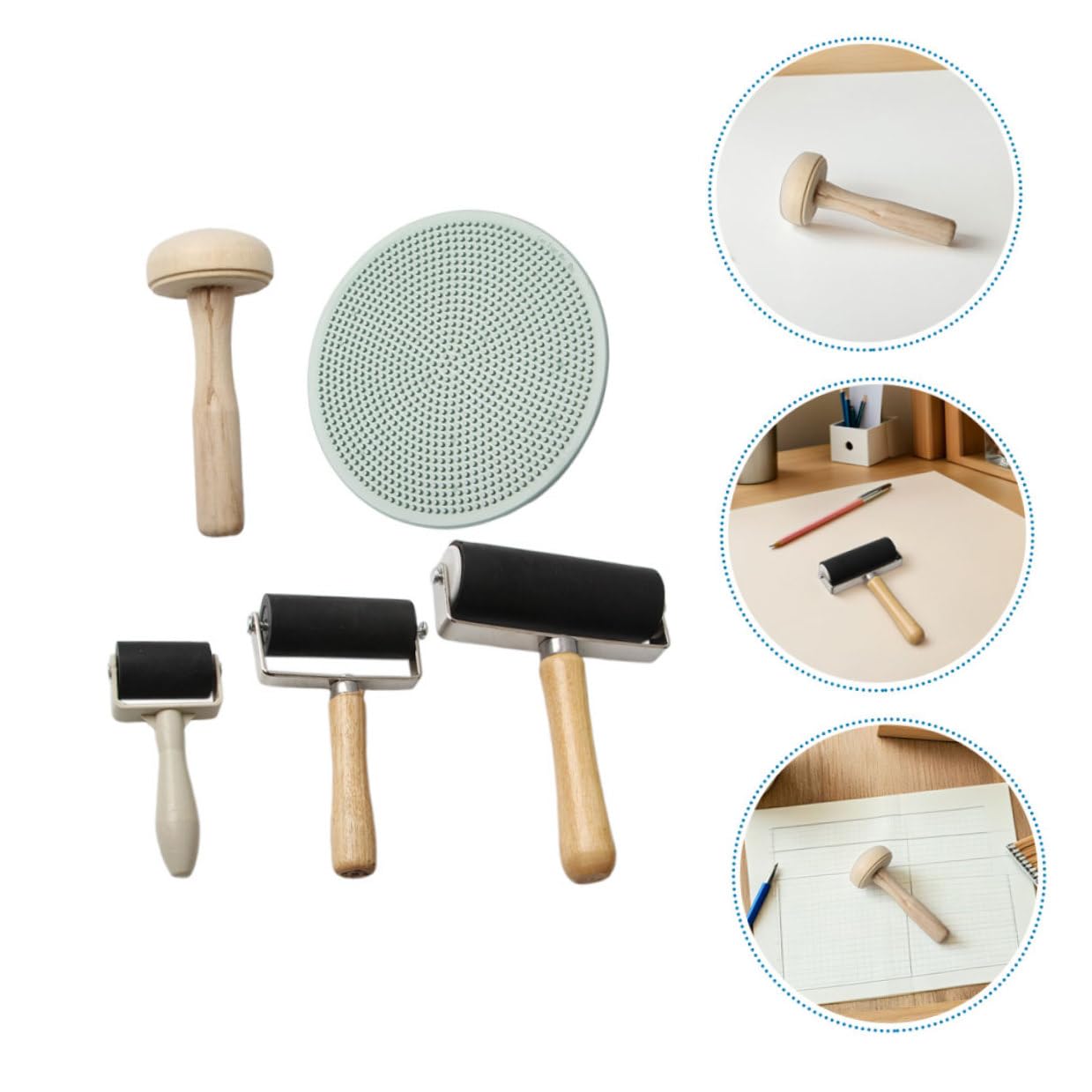 25 Stück Teiliges Druckwalzen-Set aus Gummi und Holz Ergonomisch Leichter Stempelroller für Linoldruck Bastelprojekte und Künstlerisches Drucken Langlebig und Vielseitig für