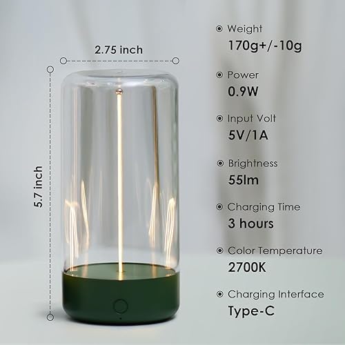 Miniatura 5 de AUGE LIGHT Mini lámpara de mesa minimalista inalámbrica, lámpara de mesa recargable, lámpara de mesa portátil, lámparas de escritorio para oficina