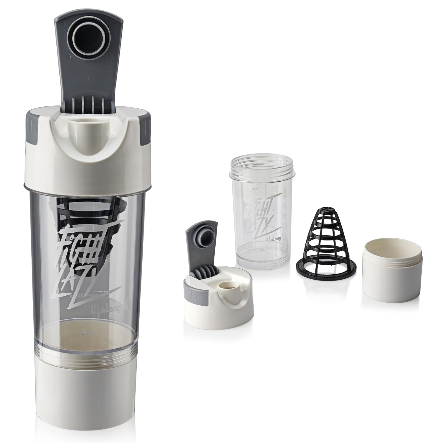 Lifelong Protein Shaker|100% Leakproof Stylish Protein Shaker Bottle with Extra Compartment|BPA Free Sipper Bottle|Gym Bottle for Protein- 500ml (LLSHB03, White),Plastic (B0CFFB3X95) Amazon Price History, Amazon Price Tracker