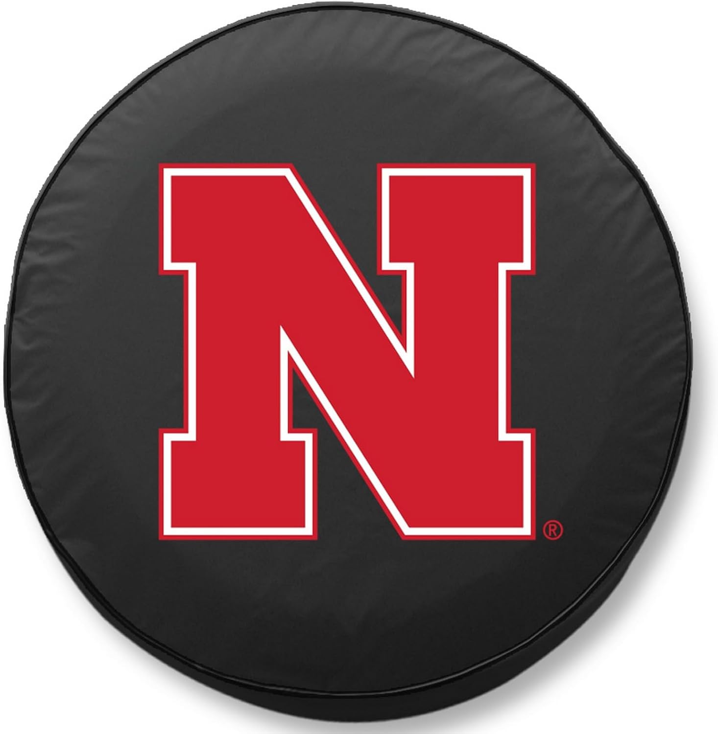 University of Nebraska Tire Cover - Size Y - (32.25"x12") on Black Vinyl