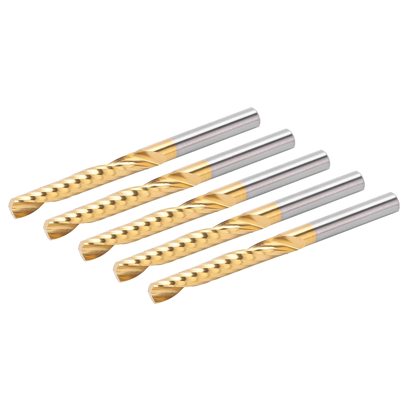 5 fresas de extremo recubiertas, fresas CNC de acero de alta velocidad, fresas en espiral de 1 flauta para aluminio, cobre, latón, metalurgia, 4 mm de diámetro, 22 mm, 50 mm