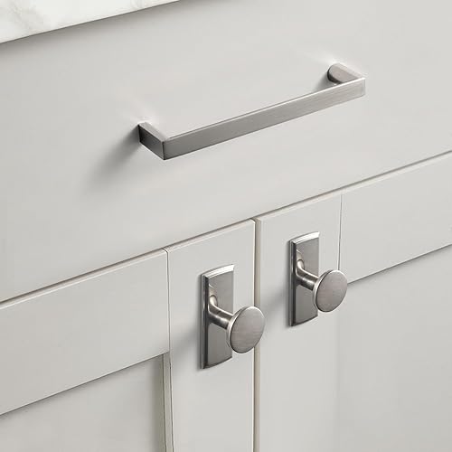 Miniatura 10 de Goo-Ki Pomos modernos de latón cepillado para gabinete, pomos de aleación de zinc de 1.3 pulgadas (1.260 in) para tocador, armario, armario,