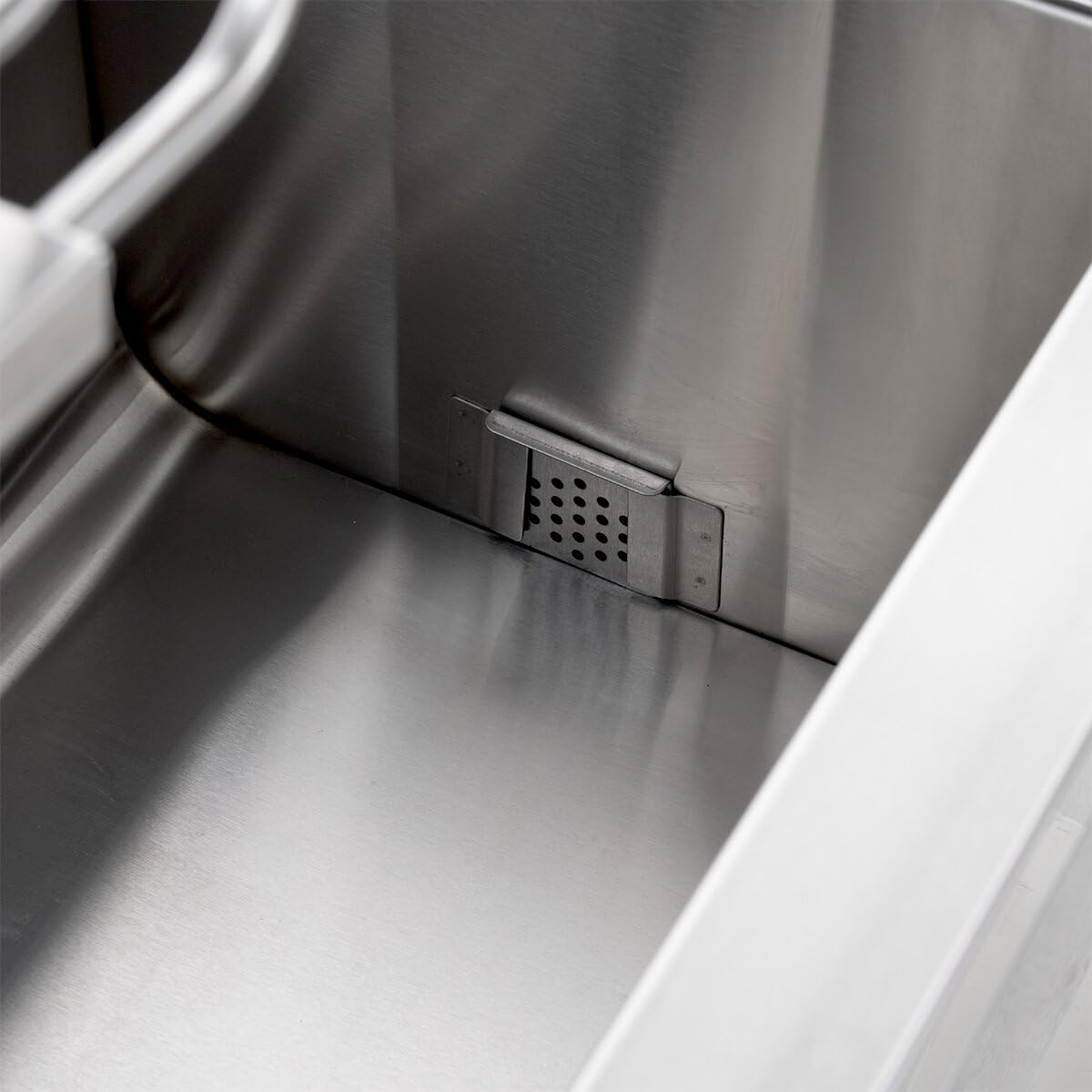 GastroHero Friggitrice elettrica ECO 13 litri, 5000 W, 400 V, in acciaio inox, con rubinetto di scarico e cestello, termostato, friggitrice professionale per gastronomia e snack