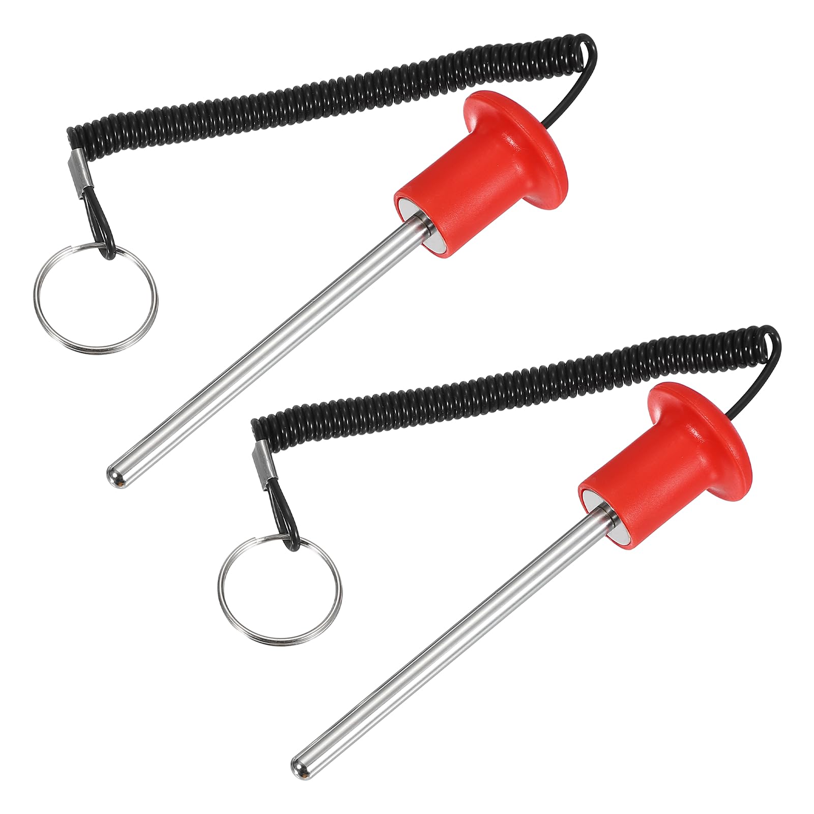 YELARXI Gym Pin, Weight Stack Pin Strength Training Lifting Equipment Replacement with Pull Rope 0.3 x 4.9 Inch & 2 Pcs & Red -Fitting for (Home/Gym/Club/Machine Insert Accessories)