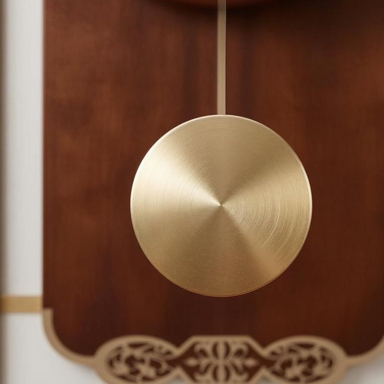 Baoblaze Reloj de Pared Silencioso Reloj Colgante Rectangular Madera Vidrio Claro Diseño Esquinas Redondeadas Patrón Central, Reloj De Pared De Madera Maciza Jinzhongbao Modelo con Campanadas