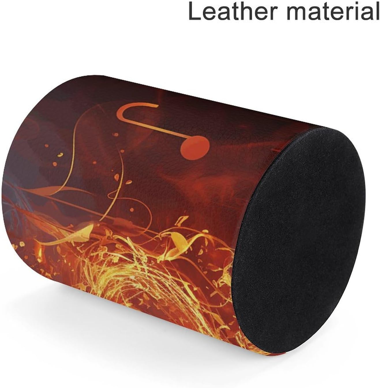 Leather Pen Holder for Desk Organizer Round Pencil Holder Cute Pencil Cup Decorative Makeup Brush Holder Cup Red Flame Music Note Pen Cup Desk Accessories Pen Organizer image 4