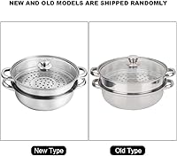 Vista 4 de Juego de olla de vapor y pila de acero inoxidable de 2 capas, olla de doble caldera y tapa de 10.6 in/11 pulgadas, olla de cocción al vapor, caldera